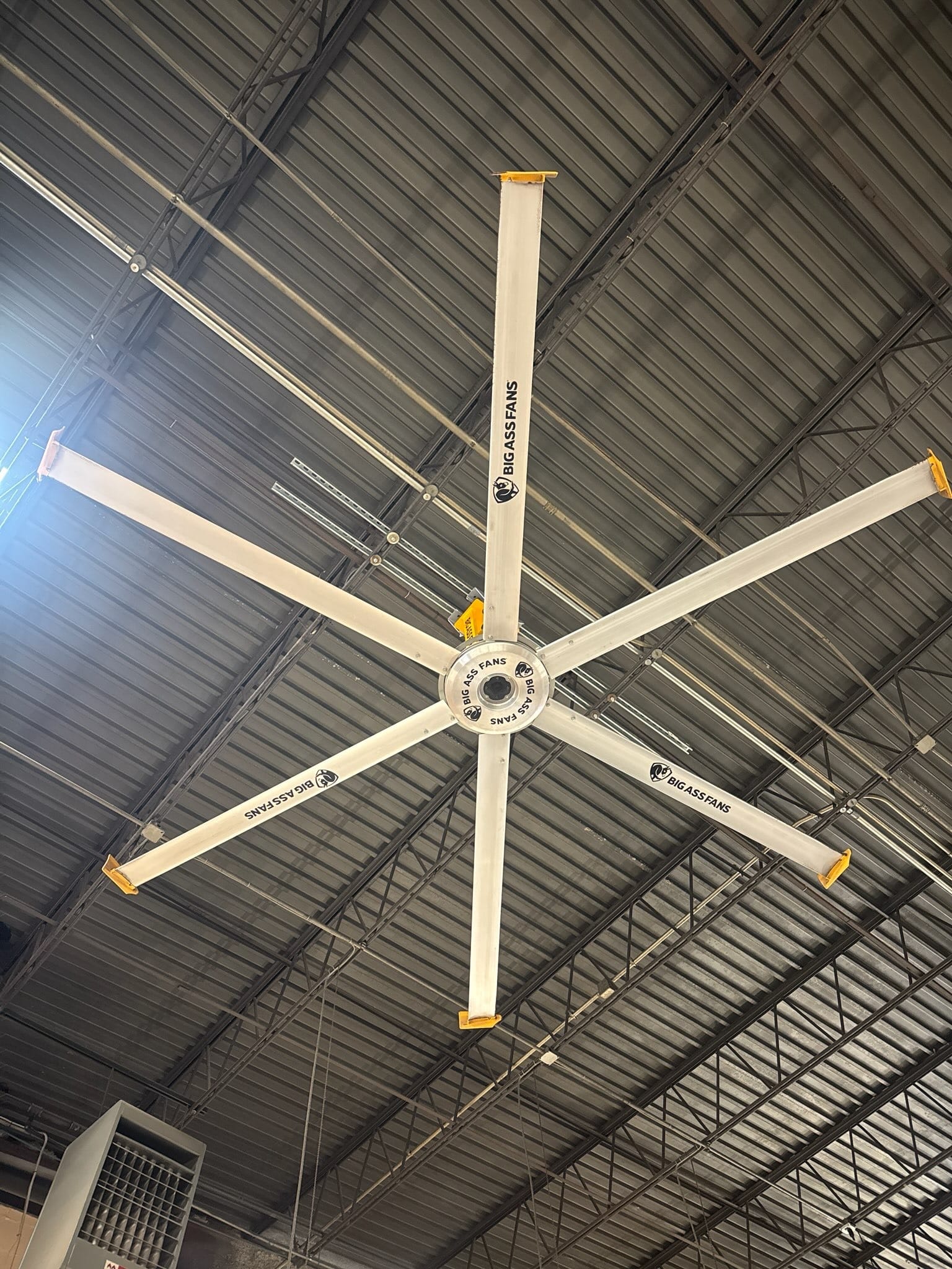 Commercial ceiling fan installation with professional wiring by licensed electrician in Chicago business